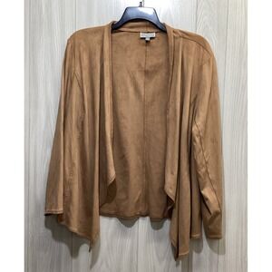 JM COLLECTION Women's (Size‎ 2X) Long Sleeve Faux Suede Open Front Cardigan